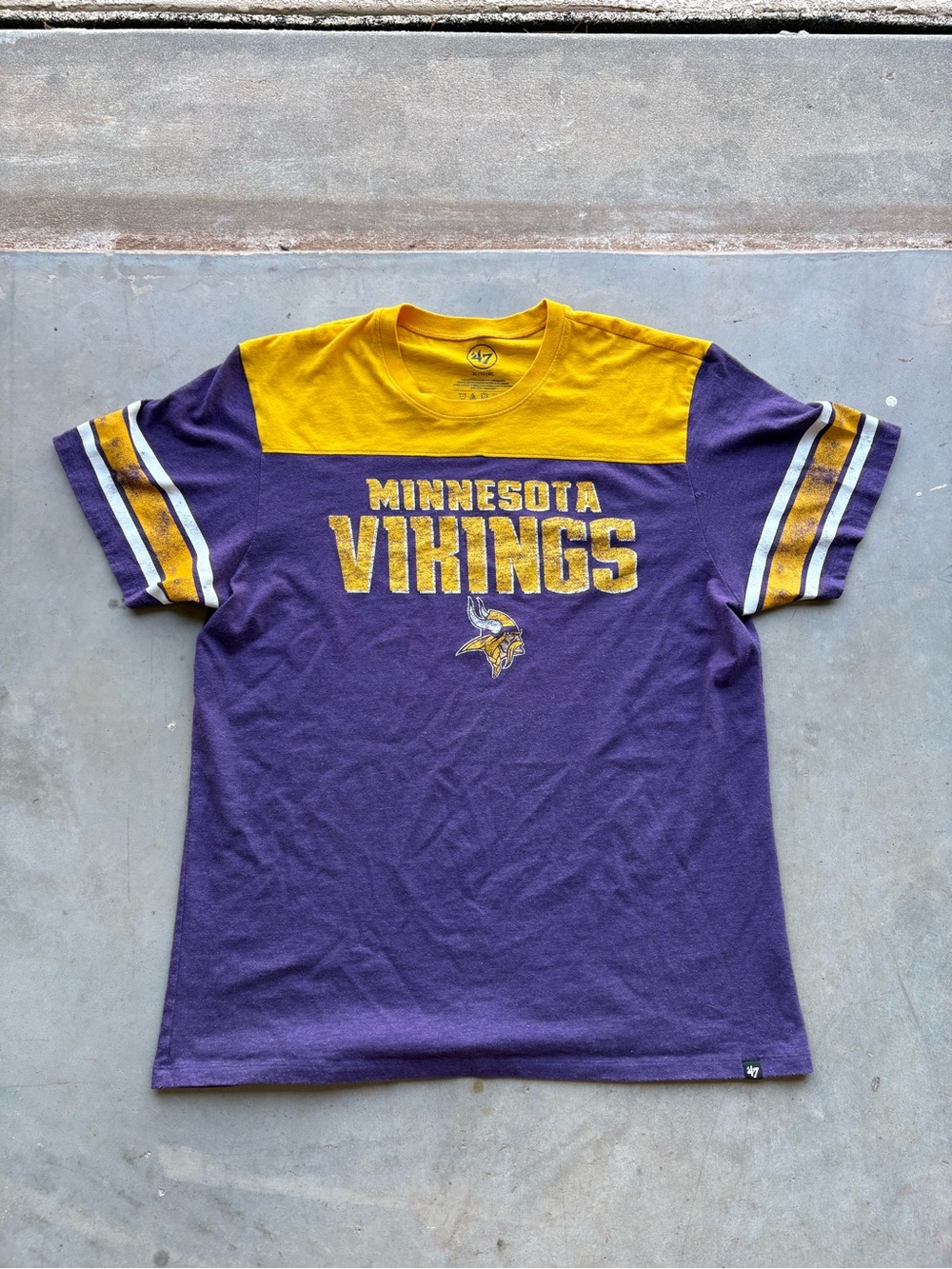 47 Brand Minnesota Vikings Purple and Gold Ringer Tee